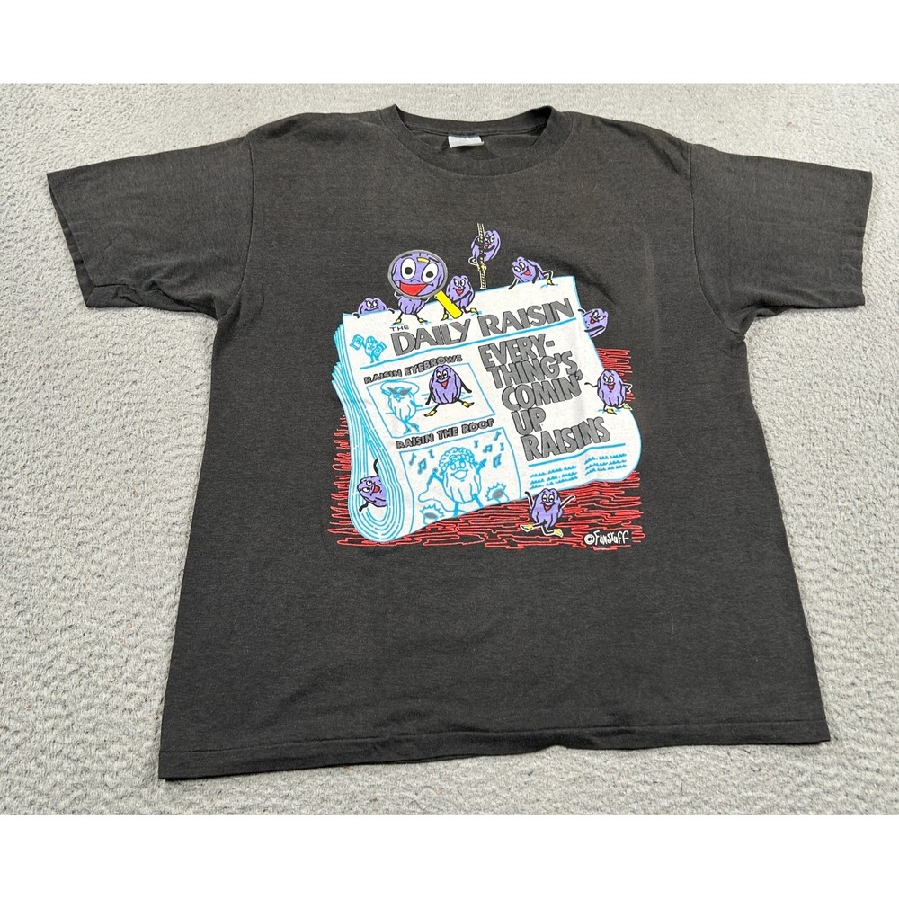 Vintage FunStuff Shirt‎ Men Black Everything's Coming Up Raisins Graphic Tee